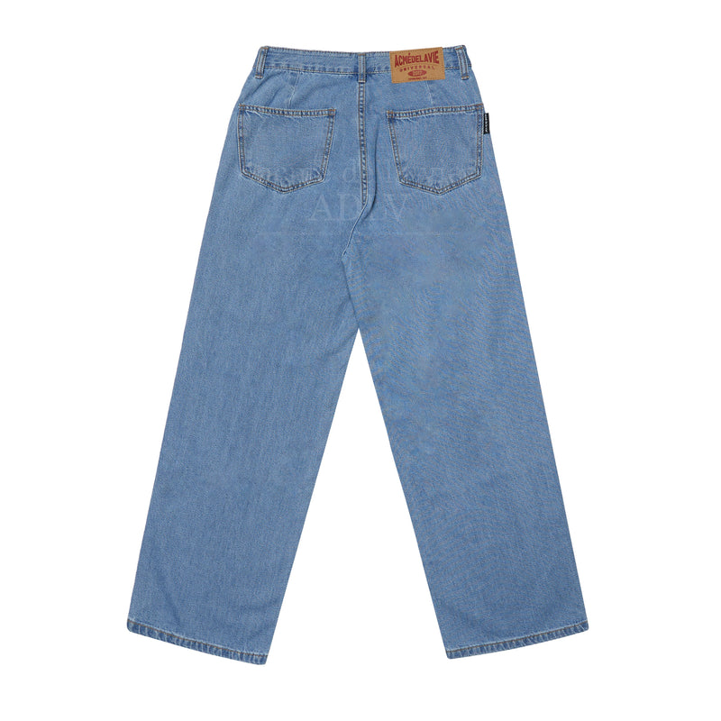 アクメドラビ(acme' de la vie) RIVET PATCHWORK WIDE TWILL DENIMBLUE