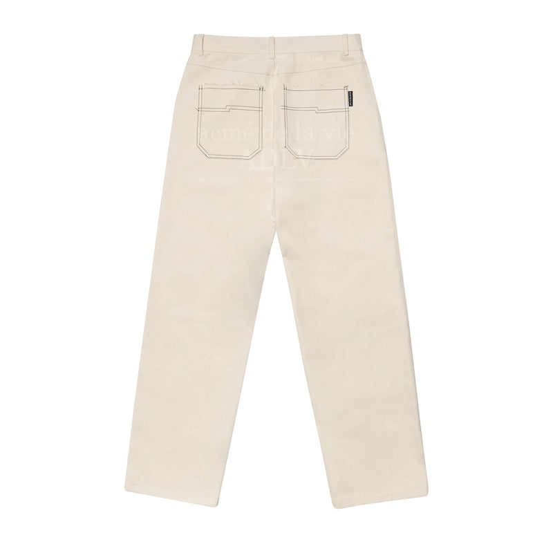アクメドラビ(acme' de la vie) STITCH PATCHWORK COTTON PANTS IVORY