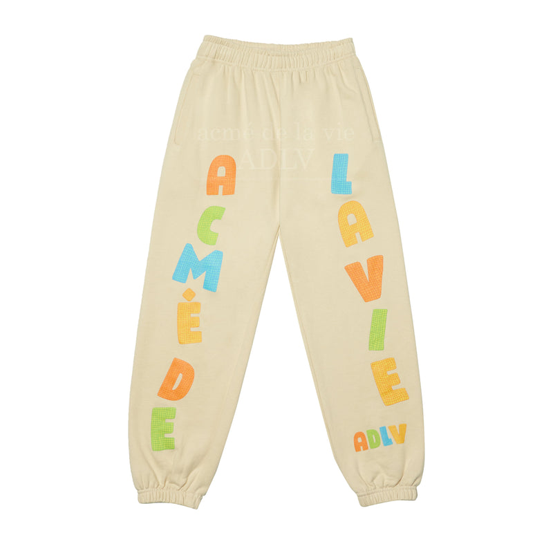 アクメドラビ(acme' de la vie) CHECK LOGO SWEAT PANTS BEIGE