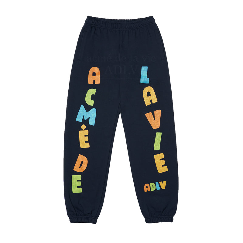 アクメドラビ(acme' de la vie) CHECK LOGO SWEAT PANTS NAVY
