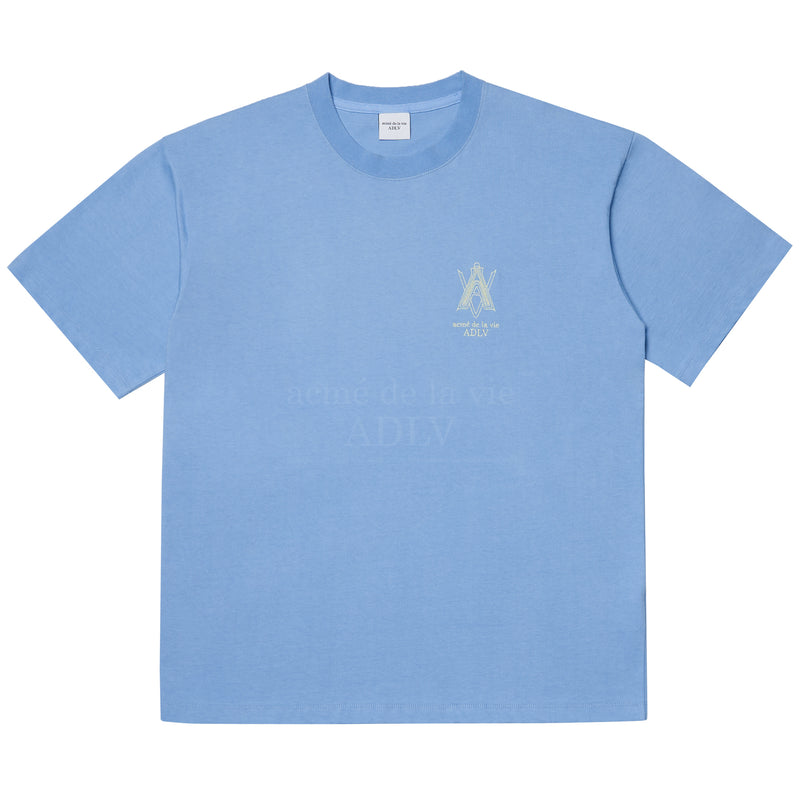 アクメドラビ(acme' de la vie) AV COLOR EMBOIDERY LOGO SHORT SLEEVE T-SHIRT LIGHT INDIGO BLUE