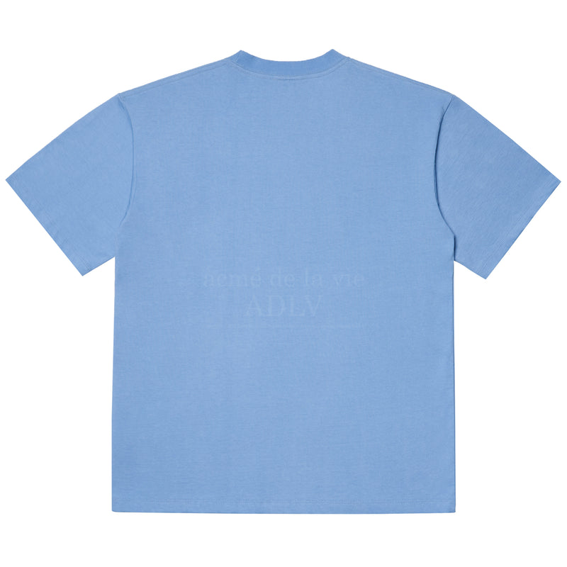 アクメドラビ(acme' de la vie) AV COLOR EMBOIDERY LOGO SHORT SLEEVE T-SHIRT LIGHT INDIGO BLUE
