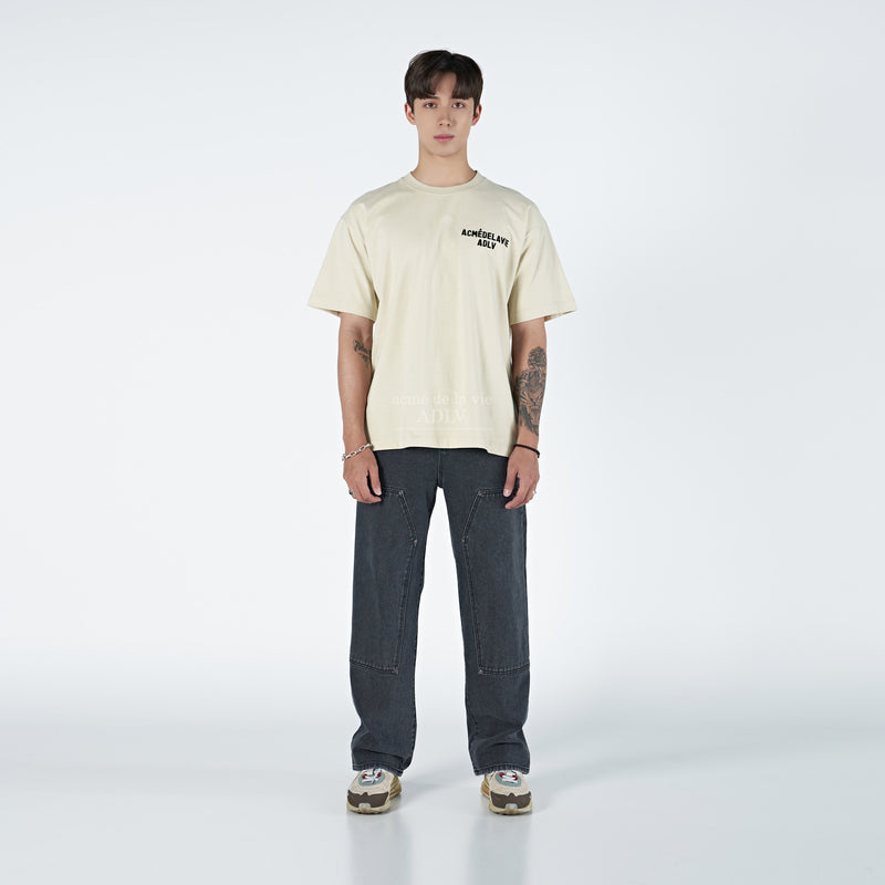 アクメドラビ(acme' de la vie)   ADLV STITCH EMBROIDERED SHORT SLEEVE T-SHIRT BEIGE