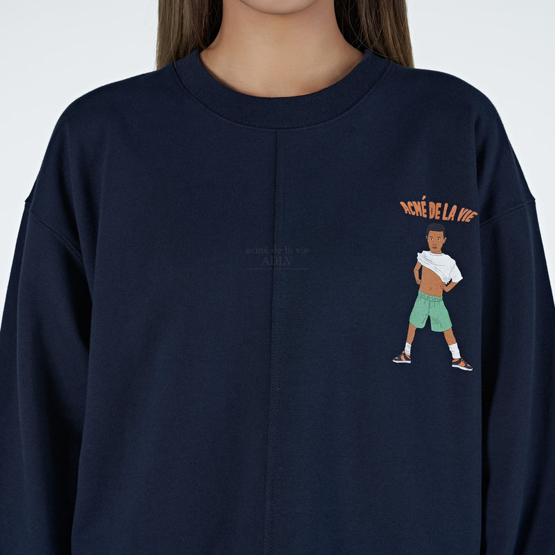 アクメドラビ(acme' de la vie)  ADLV CHARACTER SETUP SWEATSHIRT NAVY