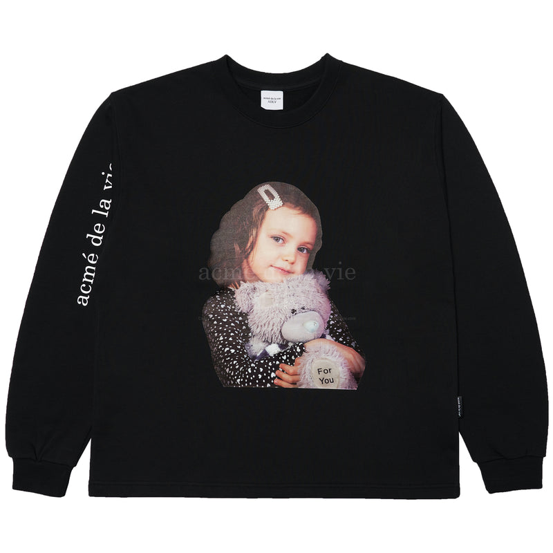 アクメドラビ(acme' de la vie) ADLV BABY FACE SWEATSHIRT BLACK GREY TEDDYBEAR