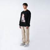 アクメドラビ(acme' de la vie) ADLV BABY FACE SWEATSHIRT BLACK GREY TEDDYBEAR