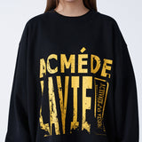 アクメドラビ(acme' de la vie) VINTAGE FONT SWEATSHIRT BLACK
