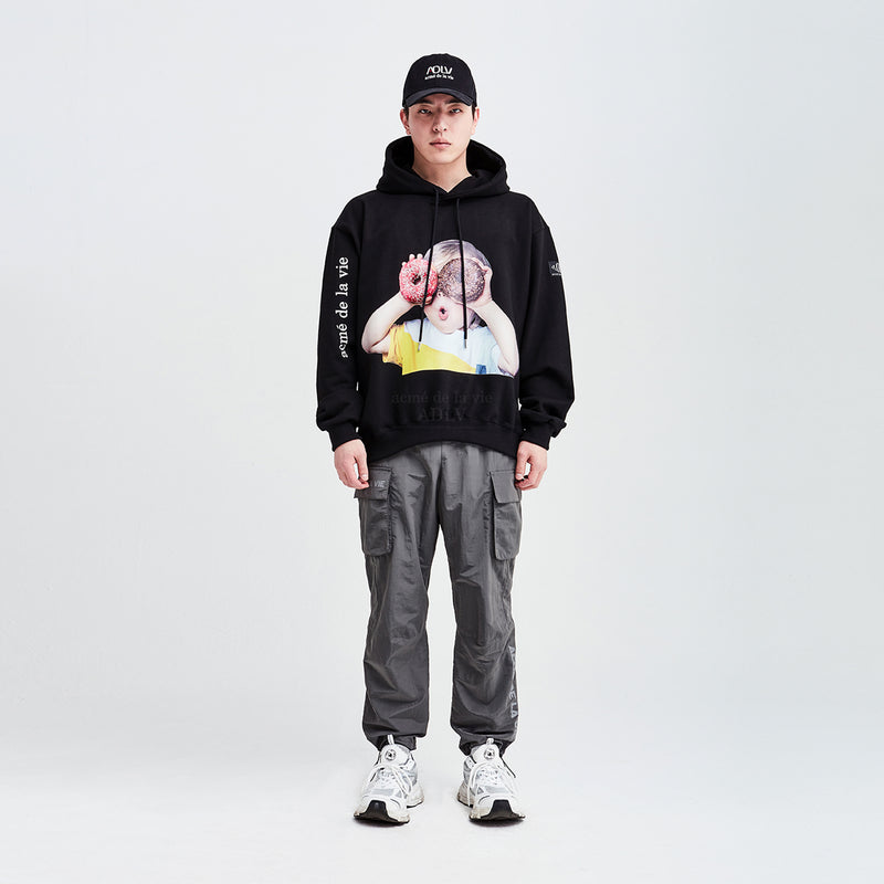 アクメドラビ(acme' de la vie) ADLV BABY FACE HOODIE BLACK DONUT1 R