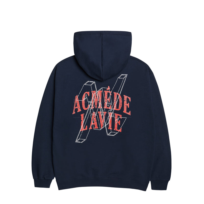 アクメドラビ(acme' de la vie)  CROSS V LOGO HOODIE NAVY