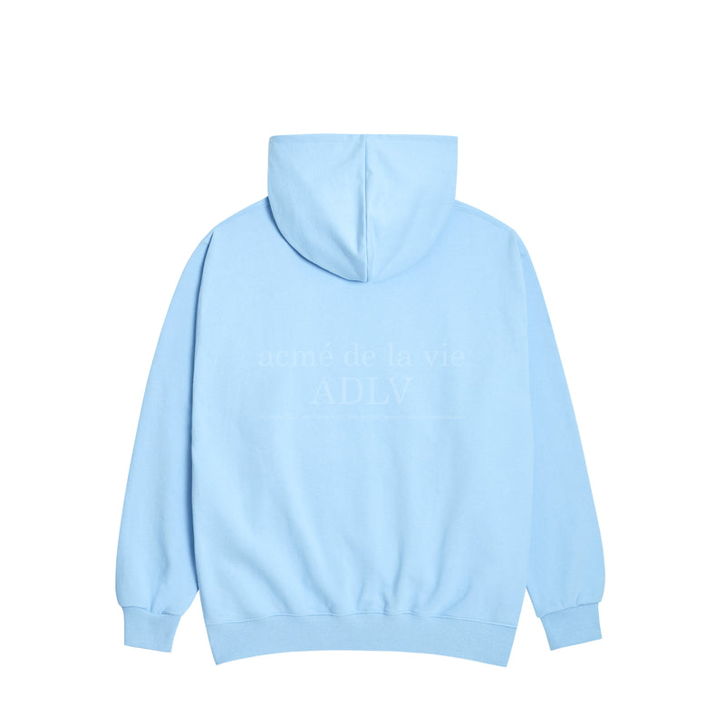アクメドラビ(acme' de la vie)  FALLDOWN LOGO HOODIE SKYBLUE