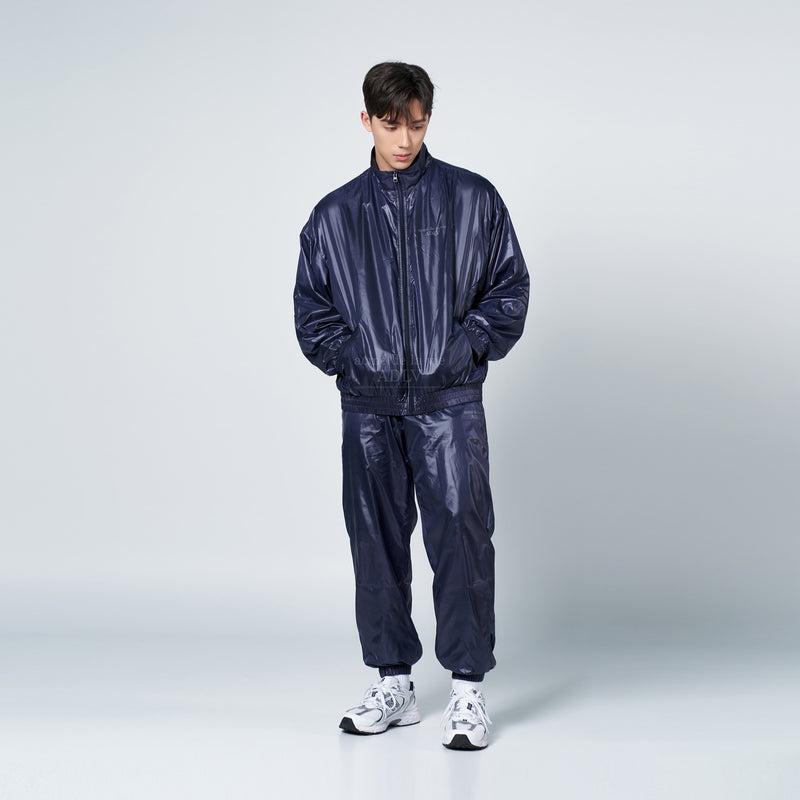 アクメドラビ(acme' de la vie) GLOSSY WOVEN SET-UP JACKET NAVY