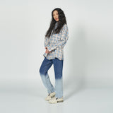 アクメドラビ(acme' de la vie) FULL LOGO LEATHER PATCH CHECKSHIRT SKYBLUE