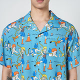 アクメドラビ(acme' de la vie)  ANGEL CHARACTER PATTERN SHIRTS BLUE