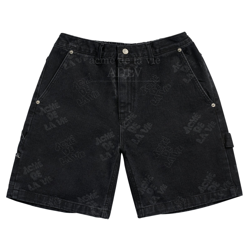 アクメドラビ(acme' de la vie) ADLV LOGO PATTERN DENIM SHORT PANTS BLACK