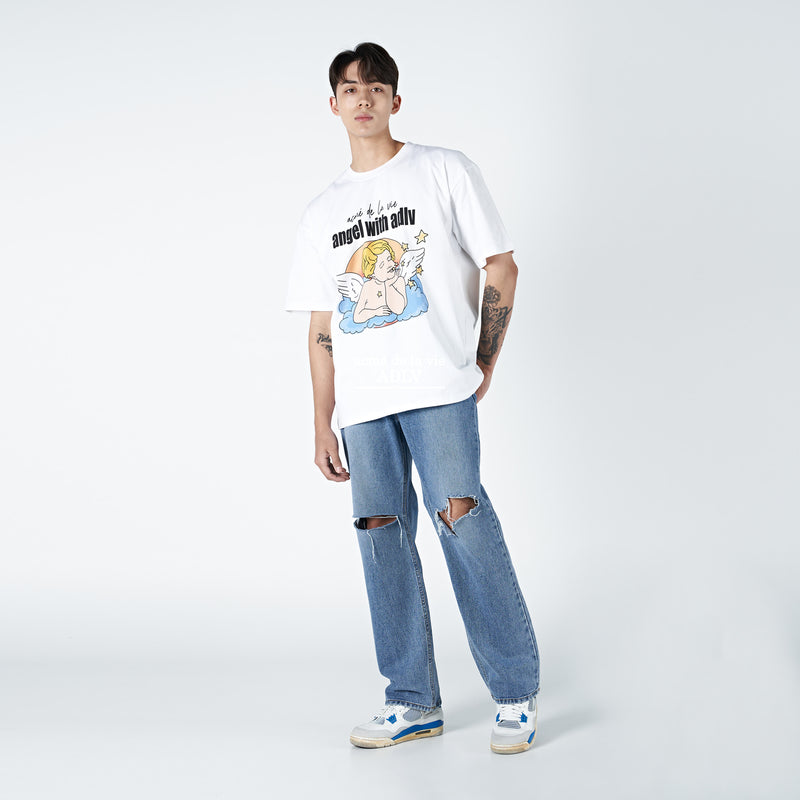 アクメドラビ(acme' de la vie) WIDE DAMAGE DENIM PANTS BLUE