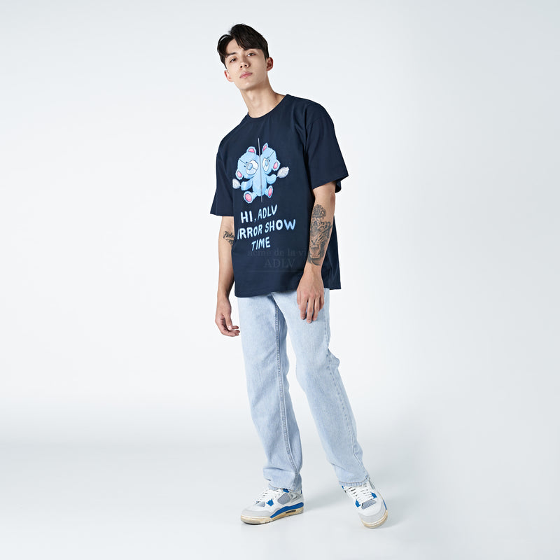 アクメドラビ(acme' de la vie)  MIRROR BEARDOLL SHORT SLEEVE T-SHIRT NAVY