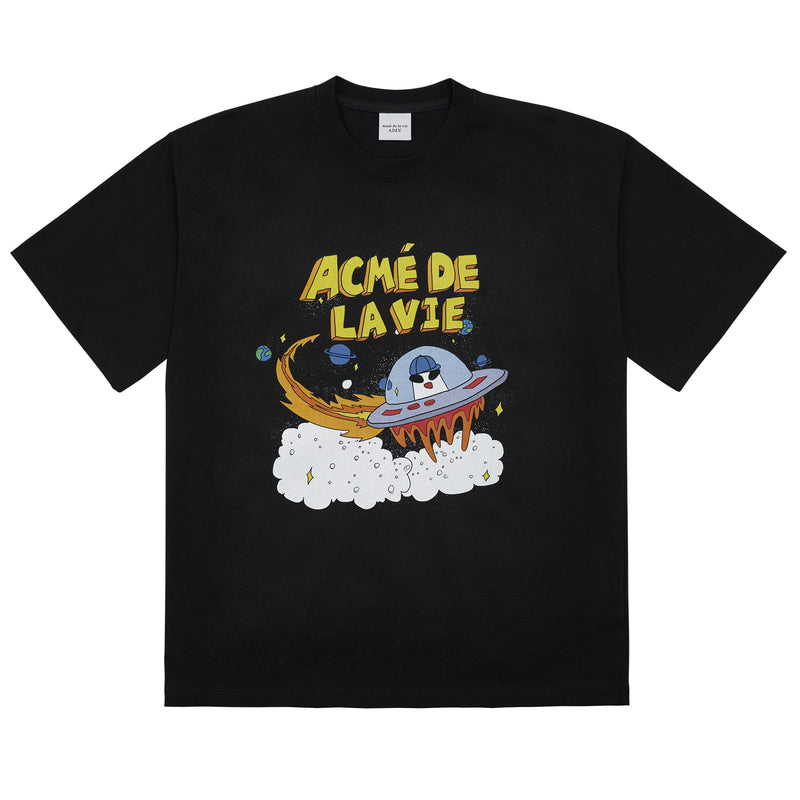 アクメドラビ(acme' de la vie)  SPACESHIP SHORT SLEEVE T-SHIRT BLACK