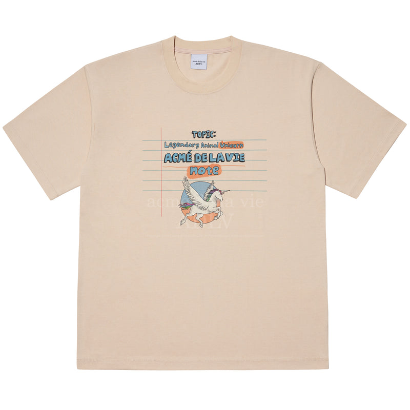 アクメドラビ(acme' de la vie) UNICORN NOTE SHORT SLEEVE T-SHIRT BEIGE