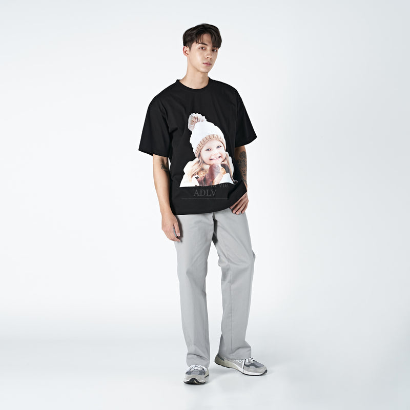 アクメドラビ(acme' de la vie) ADLV BABY FACE SHORT SLEEVE T-SHIRT BLACK BROWN BEANIE