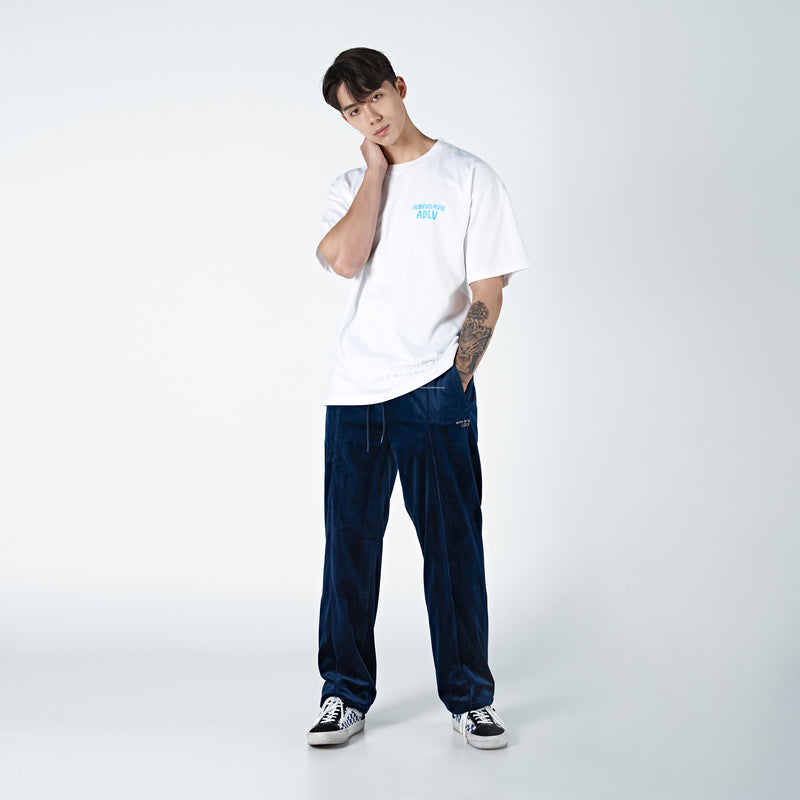 アクメドラビ(acme' de la vie)  MARKER BASIC LOGO SHORT SLEEVE T-SHIRT WHITE/BLUE