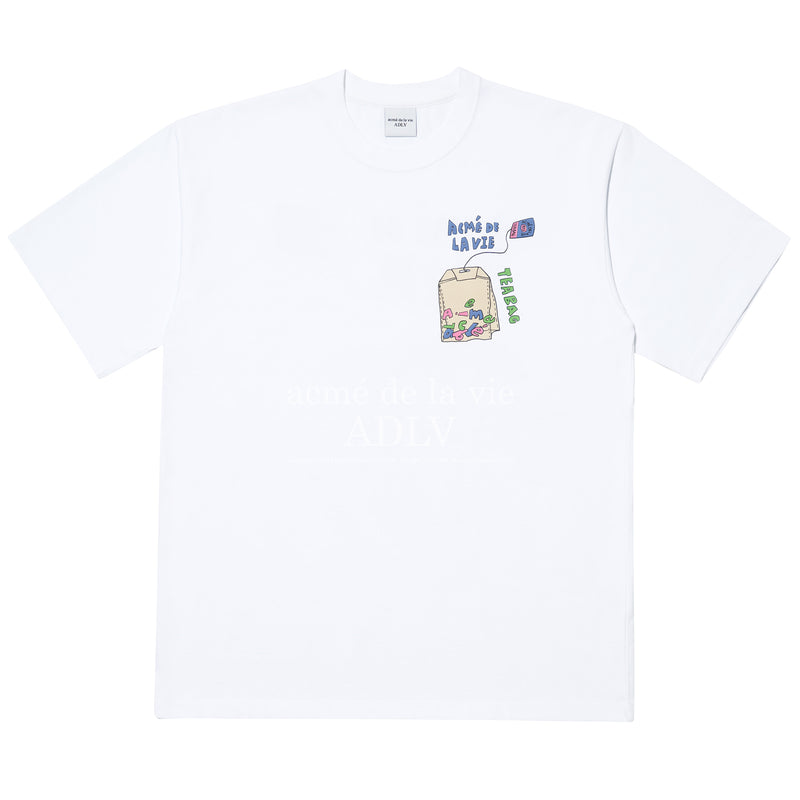 アクメドラビ(acme' de la vie) TEABAG LOGO SHORT SLEEVE T-SHIRT WHITE