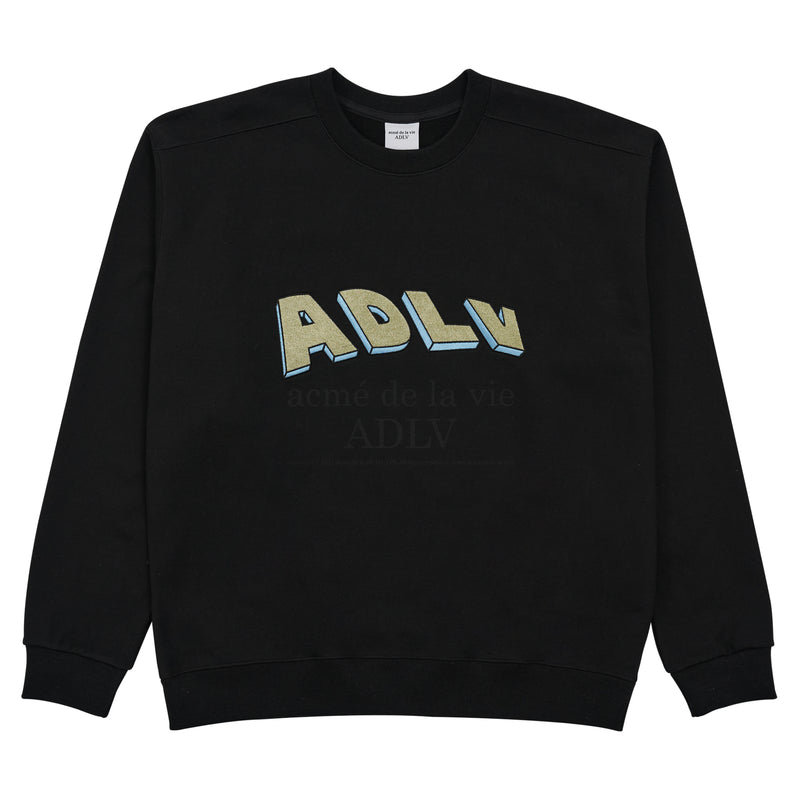 アクメドラビ(acme' de la vie) 3D TWO-TONE EMBROIDERY SWEATSHIRT BLACK