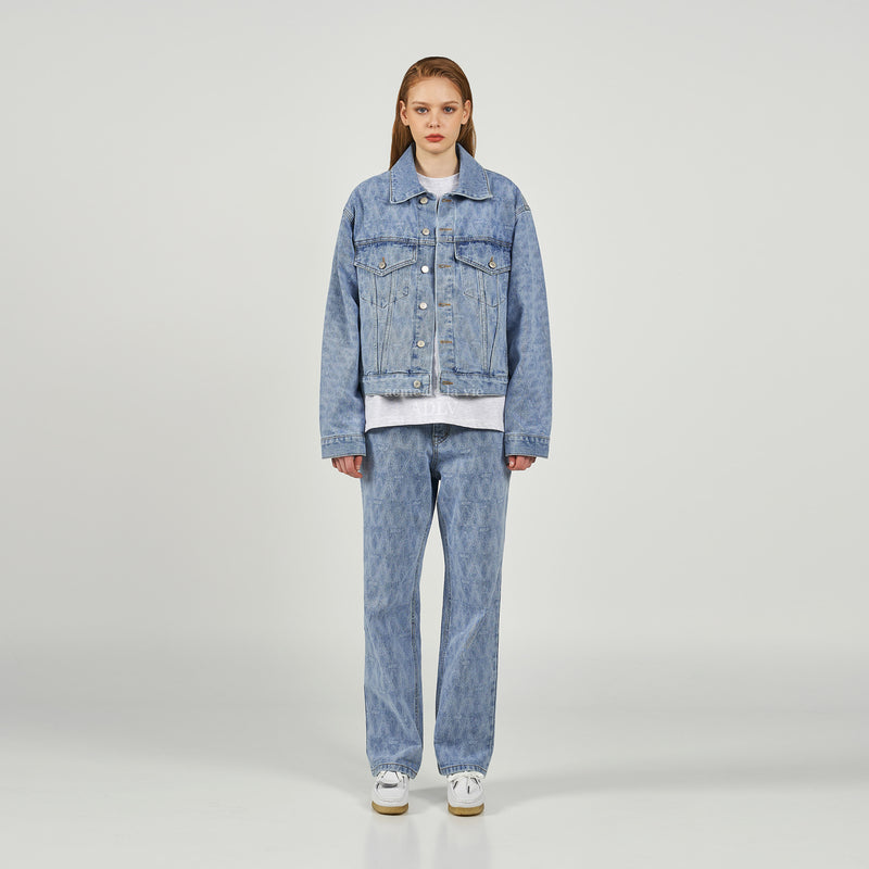 アクメドラビ(acme' de la vie) A LOGO MONOGRAM PATTERN DENIM PANTS BLUE