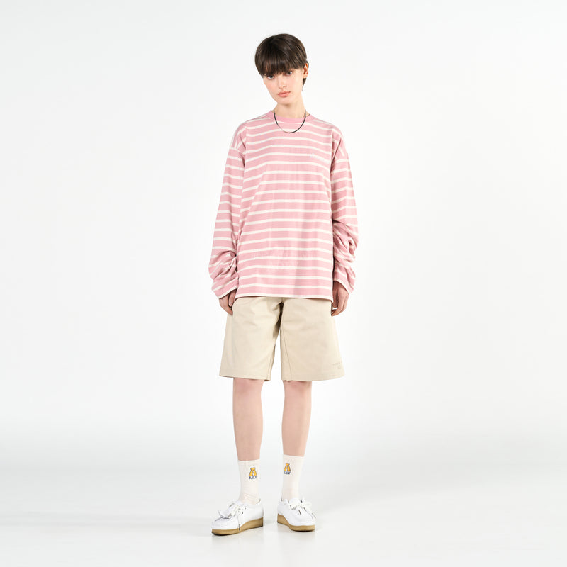 アクメドラビ(acme' de la vie) SCRIPT LOGO STRIPE LONG SLEEVE T-SHIRT PINK