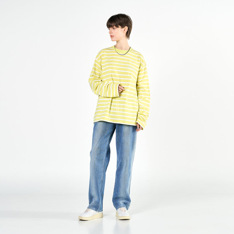 アクメドラビ(acme' de la vie) SCRIPT LOGO STRIPE LONG SLEEVE T-SHIRT YELLOW