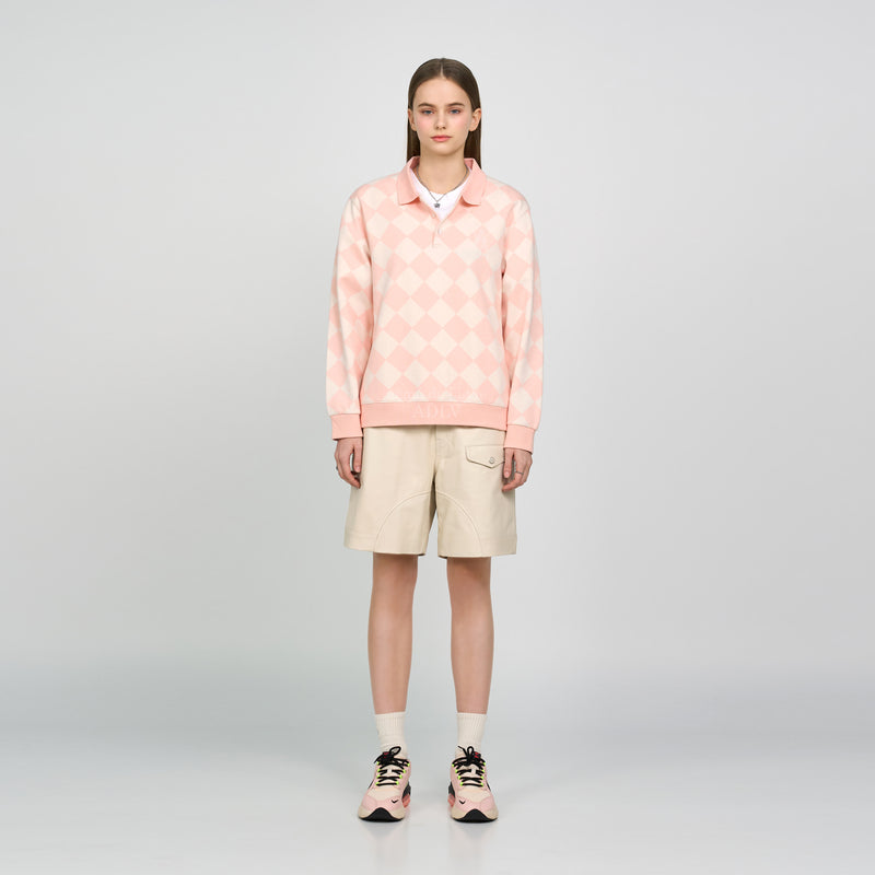 アクメドラビ(acme' de la vie) ARGYLE PATTERN PIQUE SHIRT PINK