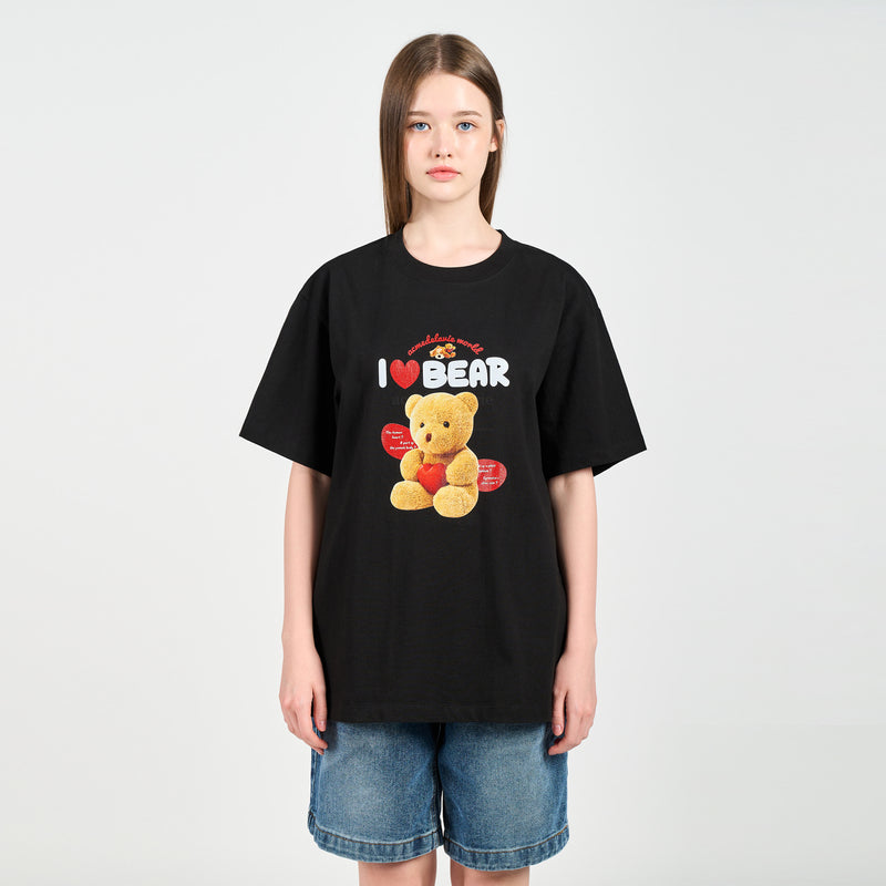 アクメドラビ(acme' de la vie)  I LOVE TEDDY BEAR SHORT SLEEVE T-SHIRT BLACK