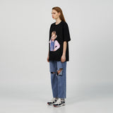 アクメドラビ(acme' de la vie) BABY FACE TELEPHONE GIRL SHORT SLEEVE T-SHIRT R BLACK