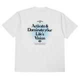 アクメドラビ(acme' de la vie) BACK SPREAD SLOGAN SHORT SLEEVE T-SHIRT BLUE