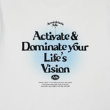 アクメドラビ(acme' de la vie) BACK SPREAD SLOGAN SHORT SLEEVE T-SHIRT BLUE