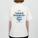 アクメドラビ(acme' de la vie) BACK SPREAD SLOGAN SHORT SLEEVE T-SHIRT BLUE