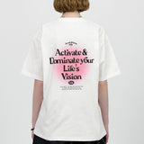 アクメドラビ(acme' de la vie) BACK SPREAD SLOGAN SHORT SLEEVE T-SHIRT PINK