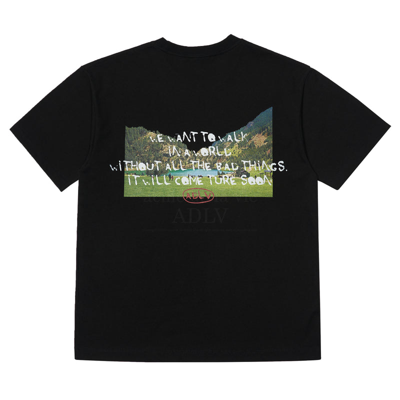 アクメドラビ(acme' de la vie) LAKE MOUTAIN SHORT SLEEVE T-SHIRT BLACK