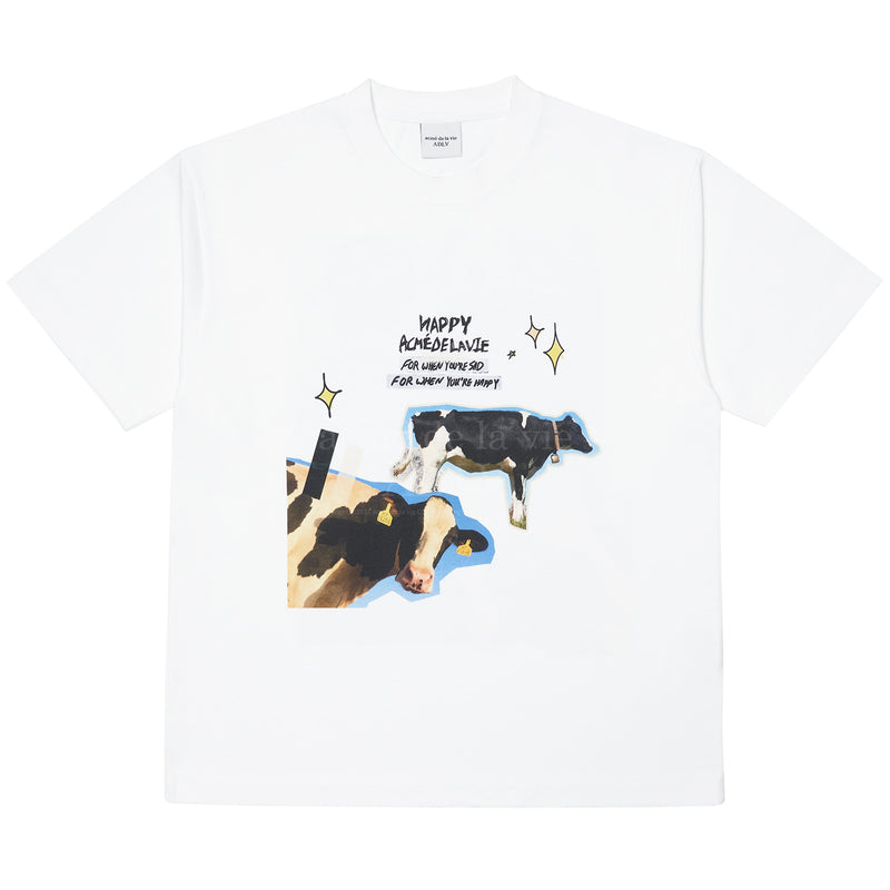 アクメドラビ(acme' de la vie) MILK COW SHORT SLEEVE T-SHIRT WHITE