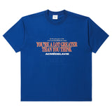 アクメドラビ(acme' de la vie) SLOGAN OLD SCHOOL SHORT SLEEVE T-SHIRT BLUE