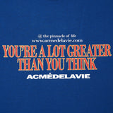 アクメドラビ(acme' de la vie) SLOGAN OLD SCHOOL SHORT SLEEVE T-SHIRT BLUE