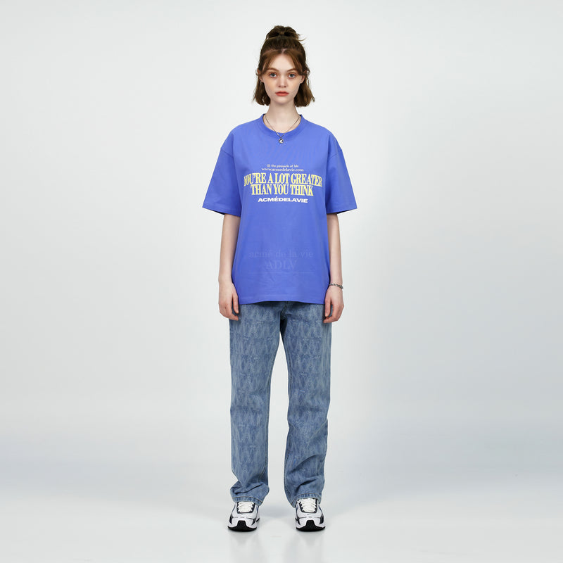 アクメドラビ(acme' de la vie) SLOGAN OLD SCHOOL SHORT SLEEVE T-SHIRT LIGHTPURPLE