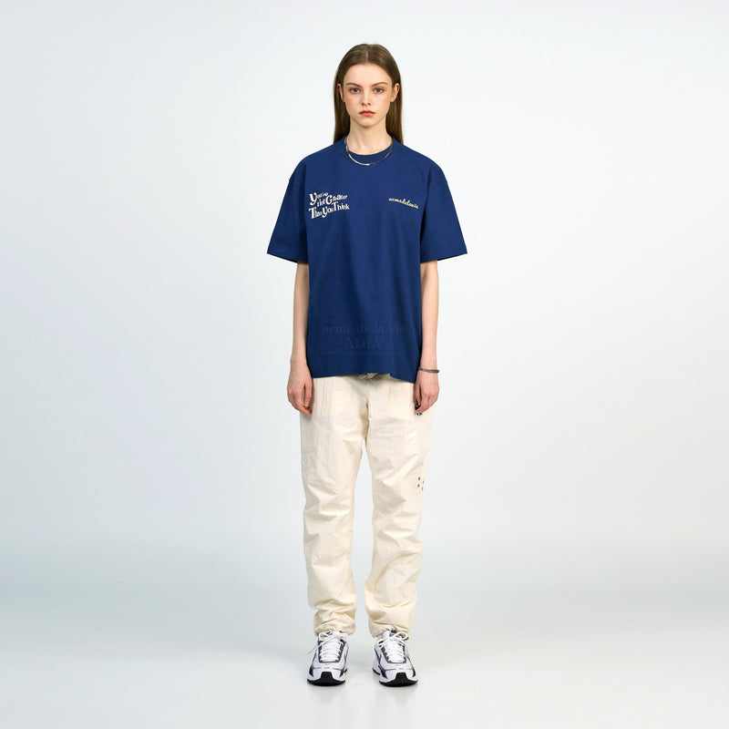 アクメドラビ(acme' de la vie) VINTAGE SLOGAN SHORT SLEEVE T-SHIRT BLUE