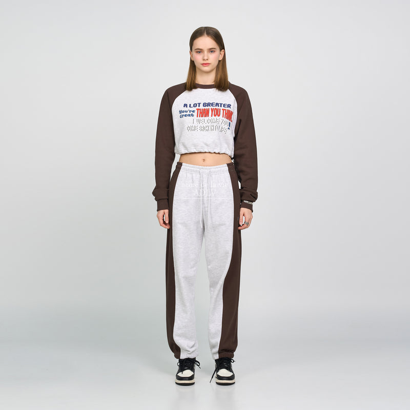 アクメドラビ(acme' de la vie) COLORS SCHEME SETUP CROP SWEATSHIRT BROWN