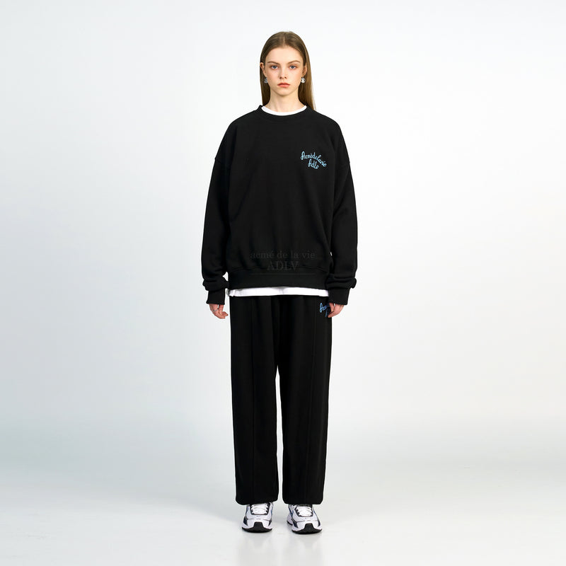 アクメドラビ(acme' de la vie) SCRIPT LOGO EMBROIDERY SWEATSHIRT BLACK