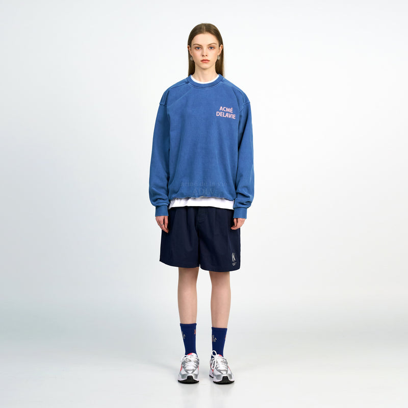 アクメドラビ(acme' de la vie) PIGMENT SILICONE PRINTING SWEATSHIRT BLUE