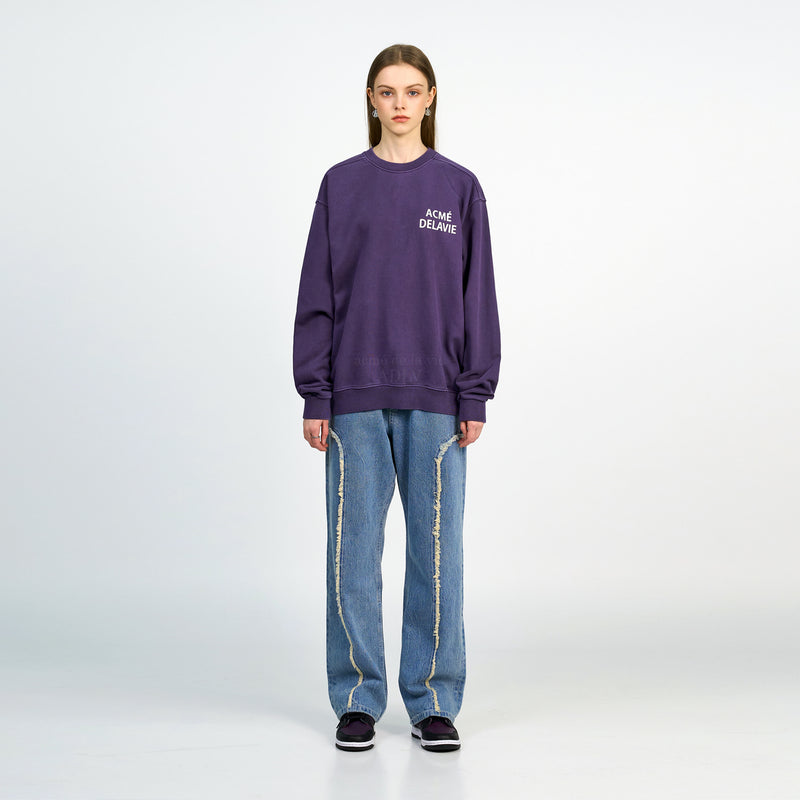 アクメドラビ(acme' de la vie) PIGMENT SILICONE PRINTING SWEATSHIRT PURPLE