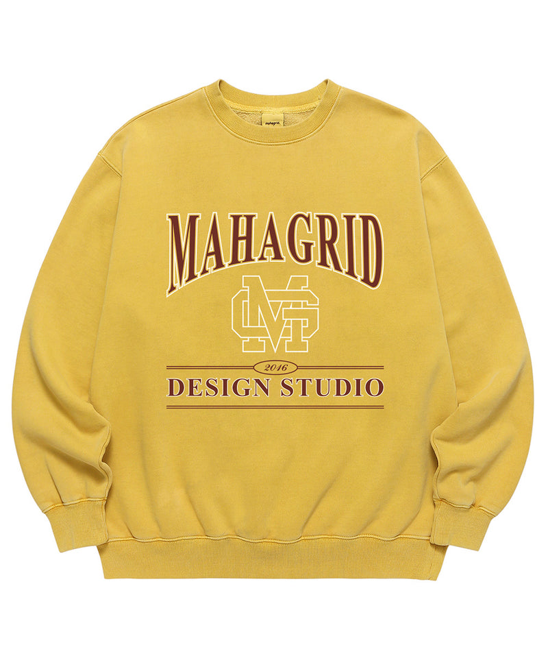 mahagrid (マハグリッド) UNIVERSITY PIGMENT SWEATSHIRT [MUSTARD]