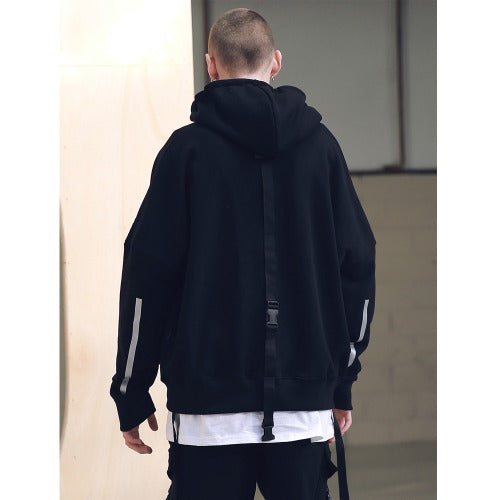 メスノウン(MASSNOUN) REFLECTIVE LINE TECH HOOD ZIP-UP MSNZP001-BK