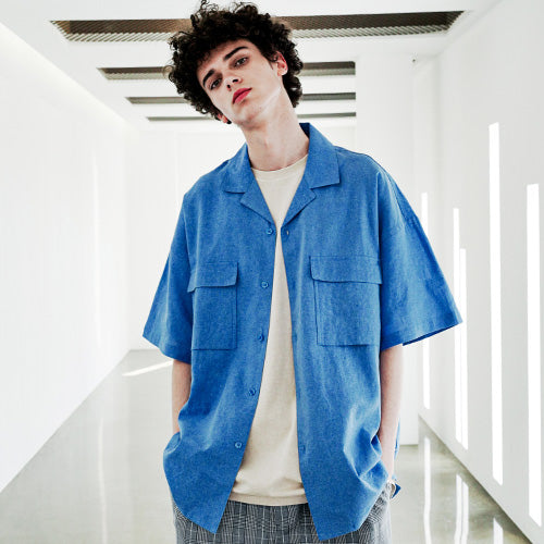 EZKATON (エズカートン)　EZ Miracle Short Sleeve Shirt Blue STSS6590