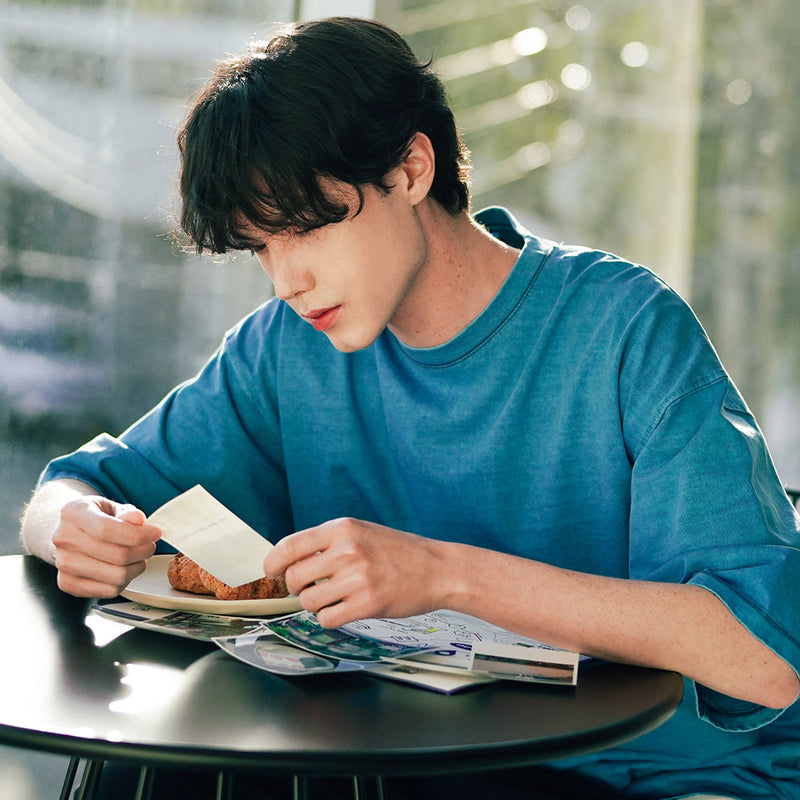 FEPL(ペプル) Line Stich Pigment half Sleeve T-shirts blue KYST1310